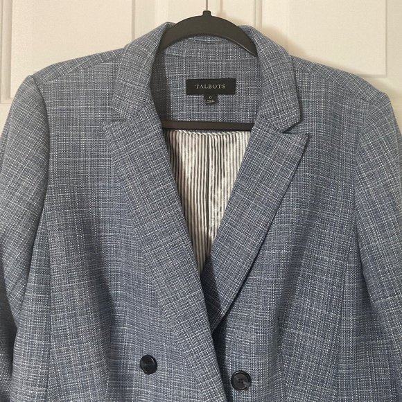 Talbots Blue Tweed Double Breasted Blazer - Picture 1 of 16